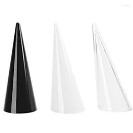 Jewelry Pouches Bags Fashion Mini Acrylic Finger Ring Plastic Triple-cornered Cone Storage Display Stand Toby22