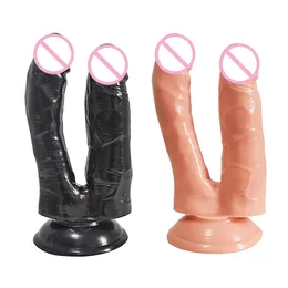 Vagina de penetração dupla de vibradores e pênis realistas do ânus com phallus erótico de sucção brinquedos sexy para mulheres masturbação