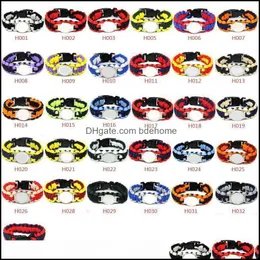 Pulseiras de sobreviv￪ncia Caminhadas e esportes de c￢mera ao ar livre Mix Styles 32 Equipe de futebol Paracord personalizado