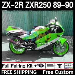 Kawasaki Ninja ZX2R ZXR250 ZX 2R 2 R R250 ZXR 250 89-98 gövdeli 8dh.99 ZX2 R ZX-2R ZXR-250 89 90 ZX-R250 1989 1990 Full Fairings Kit Ligjht Green