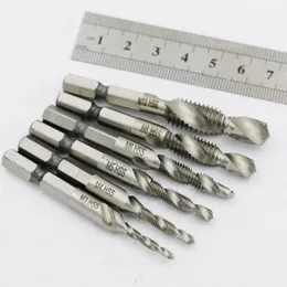 Professional Hand Tool Sets High 6pcs/set Tap Drill Hex Shank HSS Screw Spiral Point Thread Metric Plug Bits M3 M4 M5 M6 M8 M10 ToolsProfess