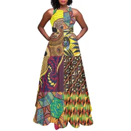 Casual kl￤nningar o-hals elegant parti sexig maxi kl￤nning afrikansk stam elefanter kalejdoskop m￶nster anpassad tryck sommaren kvinnors ￤rml￶s