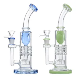 Glass Bongs Narghilè Green Blue Blue Oil DAB Rigs Beecubs Barrel Perc Tubi di vetro di vetro spessore aderenza invertito percolatori con ciotola 14mm femminile Joimt