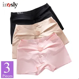 3 stycken/packa kvinnor Boyshorts sömlös kvinnlig boxare Ice Silk Ladies Safety Short Pants Mid midja Summer Breattable 220426