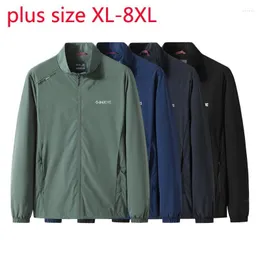 Herrjackor ankomst mode super stor vår och höst tunna män stående krage jacka plus storlek xl 2xl 3xl 4xl 5xl 6xl 7xl 8xlmen