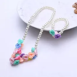 Children jewelry sets for girls gifts kids necklace set baby Round Beads Colorful Necklace bracelet Accessories C5749shipping