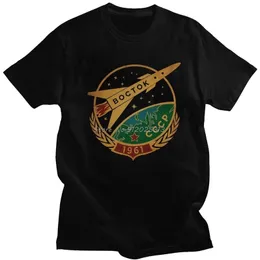 Vintage CCCP związek radziecki Vostok T Shirt mężczyźni bawełna 1961 Gagarin zsrr T-shirt z krótkim rękawem rosja astronauta Propagan Tees 220407