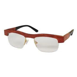 Mode solglasögon ramar klassisk affärs halv ram semi-rim glasögon ebenholts trä zebra röd sandelträ metall läsning optiska glasögon