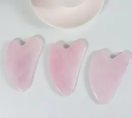 Różowy kwarc różowy Jade Guasha deska kamień naturalny skrobak chiński Gua Sha pad narzędzia do masażu do twarzy szyi powrót ciała kamienie do masażu