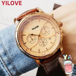최고 품질의 남성 45mm 시계 전체 기능 스톱워치 패션 캐주얼 클럭 남자 미션 디자이너 고급 쿼츠 운동 Montre De Luxe Genuine Leather Wristwatches