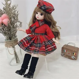 30 Cm 1/6 BJD Doll Winter Dress Set 21 Movable Joint Makeup Cute Girl Brown Eyes with Fashionable Skirt DIY Toy Gift 220505