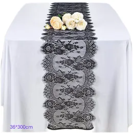 Runner da tavola in pizzo nero bianco Ricamo letto lag copertura in tessuto cucina Tovaglia per feste di Natale Decorazioni per matrimoni