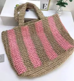 Bolsa de ombro para roupa de cama feminina bolsas de praia bolsas de luxo bolsas de respiração de malha tecido para compras verão palha microfibra bordada dicky0750