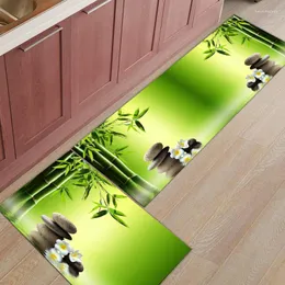 Carpets Bamboo Leaves Stone Plumeria Kitchen Mat Home Entrance Doormat Living Room Decor Floor Carpet Bathroom Anti-Slip Rug