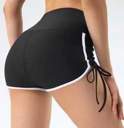 Lu-046 Corded Peach Womens Yoga Shorts String Fashion Casual Running Hotty Hot Pants Fitness High Waist Sports Gym Clothes Women Underwear