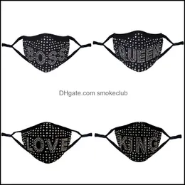 Designer Masks Housekee Organization Home Garden Diamond Bling Print Boss Queen Rhinestone Colorf Face Mask Women Party Washable Sexy Sex