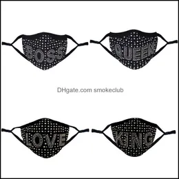 Designer masker hushållsorganisation hem trädgård diamant bling tryck chef drottning strass