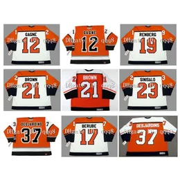 Vintage Custom Hockey Jersey 12 SIMON GAGNE 19 MIKAEL RENBERG 21 DAVE BROWN 23 ILKKA SINISALO 37 ERIC DESJARDINS 17 CRAIG BERUBE Orange