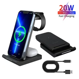 20W QI Wireless Charger Stand 3 i 1 IW10 Fast Charging Station Magnet Trådlös mobiltelefonladdare för mobiltelefon