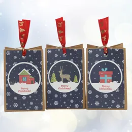 Depolama çantaları 12pcs kraft kağıt hediye torbası pişirme bisküvileri paketleme çanta kurabiye şeker konteyneri diy kutusu Noel partisi