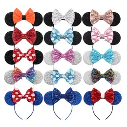 Hair Accessories Girl Big Bow Carnival Theme Mouse Ears Headband Girls Sequins 5"Bow Hairband With Crown Kids Festival AccessoriesHair