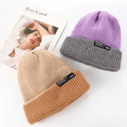 Beanie/Skull Caps Solid Color Mailed Woolen Sticked Skull Hat All-Match Double-Sided Winter Warm Windproof HatsBeanie/Skull Chur22