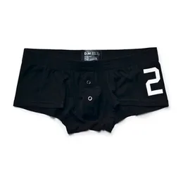 Homme Sous-Vêtements Shorts Boxers Solides Boutons Caleçons Hommes Calzoncillos Hombre Ropa Intérieur Filetage Gay Boxer Homme 220427