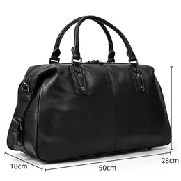 Duffel Bags Luufan Soft Genuine Leather Travel Bag para Man Black Cow Women Duffle Big Carry Mandel