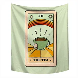 Retro Tarot Tea Pink Donut Tapestry Mandala Sun Moon Wall Hanging Blanket Carpet Indian Tapestry Witchcraft Decor J220804