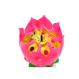 Lotus Music Candle Lotus Singing Birthday Party Cake Music Flash Candle Flower Music Candle Cake Akcesoria Wakacyjne Dostawy RRE13619