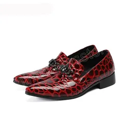 Vinho Red Sapatos de couro genuíno Men Luxury Poine