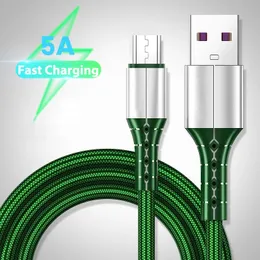 5A USB C Snabbladdningstyp-C-datakabel för Xiaomi 11 Pro Huawei Samsung Micro USB Quick Charger Wire Telefonsladd 1/1,5 m