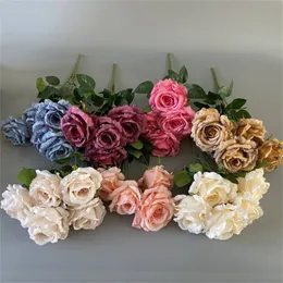 Jedna sztuczna róża jesienna (5 głów/pęczka) 18 -calowa symulacja oleżka Rosa na wesele domowe sztuczne kwiaty
