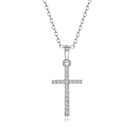 Hängsmycke Halsband Modig Enkel Golden Silvery Crystal Jesus Cross Necklace Mäns Kvinnors Par Retro Personliga Smycken Gif