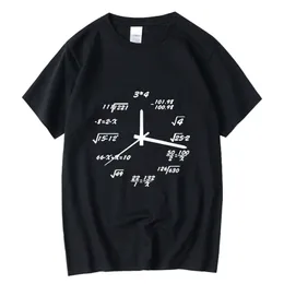 XINYI Mens Tshirt 100% cotton casual funny math clock Print summer loose oneck t shirt for men short sleeve tshirt male tops 220526