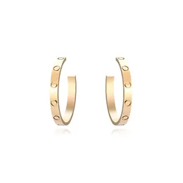 Hög upplaga Hoop Huggie Screw Stud Love Earrings For Women Ladies Girls Gift Jewelry 316L Titanium Steel Designer Jewelry Surface Width 4mm Diameter 33mm