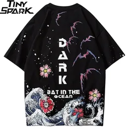 T-shirt Hip Hop da uomo streetwear harajuku giapponese grande onda maglietta manica corta in cotone estate casual floreale t-shirt moda 220323