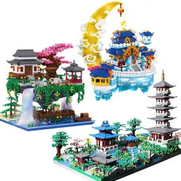 Leichte Diamant chinesische Architektur Gartenblöcke Modell Bauten Spielzeug Hobbys 12 14 15 Jahre alte Kinder Erwachsene Ziegel G220524