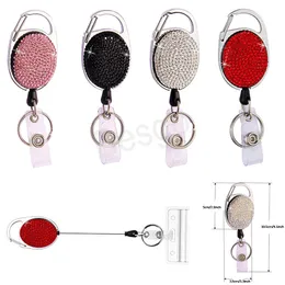 Camping Teleskopisk inbrottstjuv Keychain Sundries Anti-Lost Work ID Buckle Key Ring Rhinestone Pendant Decor Telescopic Keys Buckles BH6418 WLY