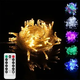 LED -ljussträng Fairy Garland EU Plug Outdoor Waterproof Christmas Lamp Garden Wedding Party Holiday Decor Lights 220429