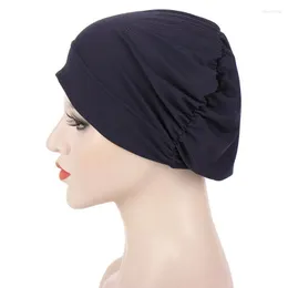 Beanie/Kafatası Kapakları Türban Kadınlar Müslüman için İç Hijab Müslüman Esnek Kadın Şeritli Jersey Scarves Headwrap Bonnet Headscarfbeanie/Kafatası Chur