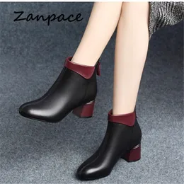 Zanpace nuove donne stivali autunno tacchi alti scarpe alla caviglia da donna taglia 3542 primavera stivali neri moda ufficio stivali di pelle Y200114