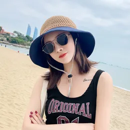 Summer Solid Joint Fisherman Hats Hollow Breathable Shade Straw Hat Women Outdoor Sunscreen Beach Caps
