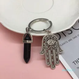 Klapety Amulet Khamsah ręka klęcznik Charms Metal Palm Crystal Men Men Key Chain Tag Bag Plecak Pendant Akcesoria