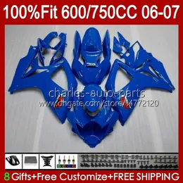 OEM Bodywork For SUZUKI GSXR 750CC 600CC 750 600 CC 06-07 Body 130No.23 GSXR600 GSXR750 K6 GSX-R750 06 07 GSXR-750 GSXR-600 2006 2007 Injection mold Fairing full blue blk