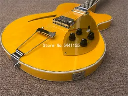 330 360 370 6 corde giallo semi body body chitarra elettrica chitarra lucido Vernice in palissandro in palissandro, collegamento Binding, Sparkle Gold BayGuard, tappo a trapezio