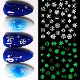 Stickers & Decals Luminous Effect 3D Sticker Set Leaf Flower Design Hallowee Nail Art Shinning Glitter Decoration Manicures Prud22