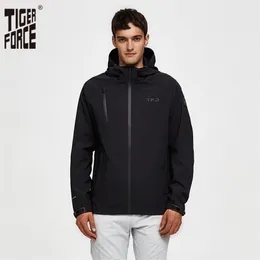 Tiger Force Mens Casual Spring Jacket Male Hooded Windbreaker Windproof Plus Size Coats Male Outerwear Overcoat 201116