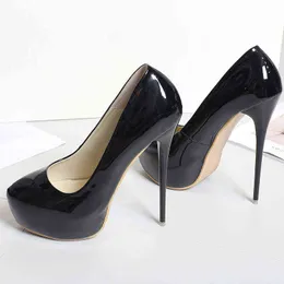 Fetish Tacchi alti Scarpe con plateau Sexy Tacchi a spillo 16cm Extreme Women Pumps Party Nightclub Piccolo tondo Taglia 35-47 Scarpa da donna H220422