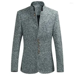 Męskie garnitury Blazery M-4xl 2022 Style wysokiej jakości Blazer Mężczyźni Stand kołnierz Slim Fit BM01 Masculino Terno Masculino1